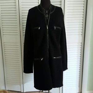 NWT  $129 Boston Proper Black Sweater Coat L
